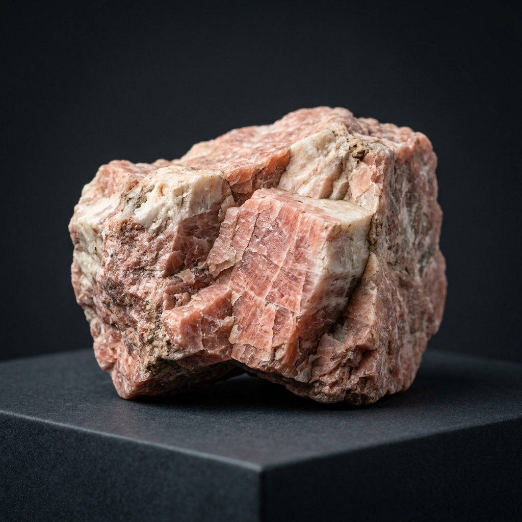 Salmon-pink Feldspar mineral chunk